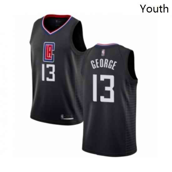 Youth Los Angeles Clippers 13 Paul George Swingman Black Basketball Jersey Statement Edition